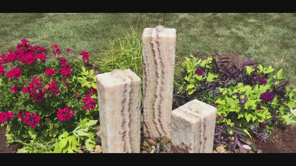 Smooth Red Onyx Triple Stone Fountain