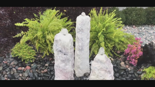 Triple Lilac Chiseled Stone Fountain