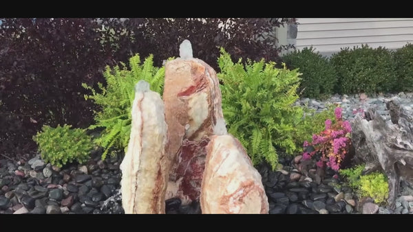 Triple Sunset Chiseled Stone  Fountain