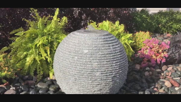 Ribbed Granite Sphere Stone Fountain