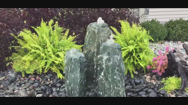 Triple Sea Green Chiseled Stone  Fountain