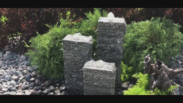 Rough Speckled Granite Triple Stone Fountain