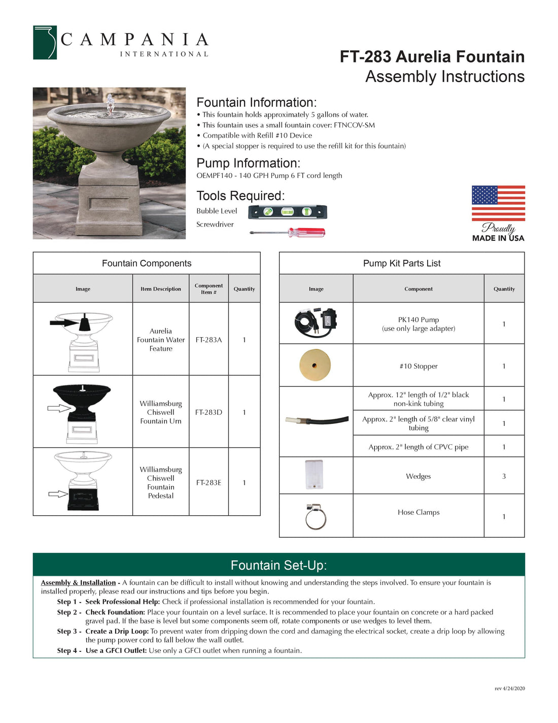 Aurelia Water Fountain by Campania