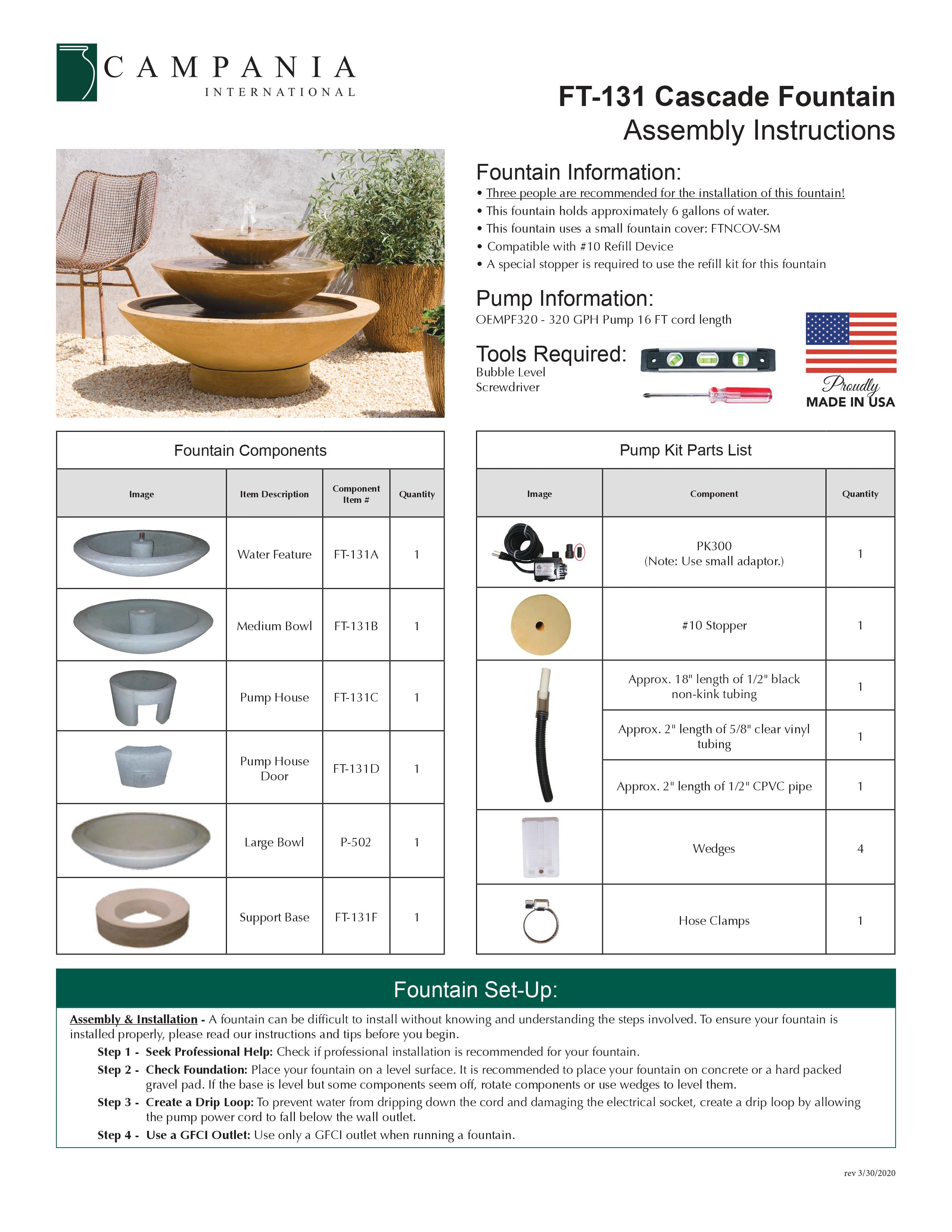 Cascade Tiered Garden Water Fountain