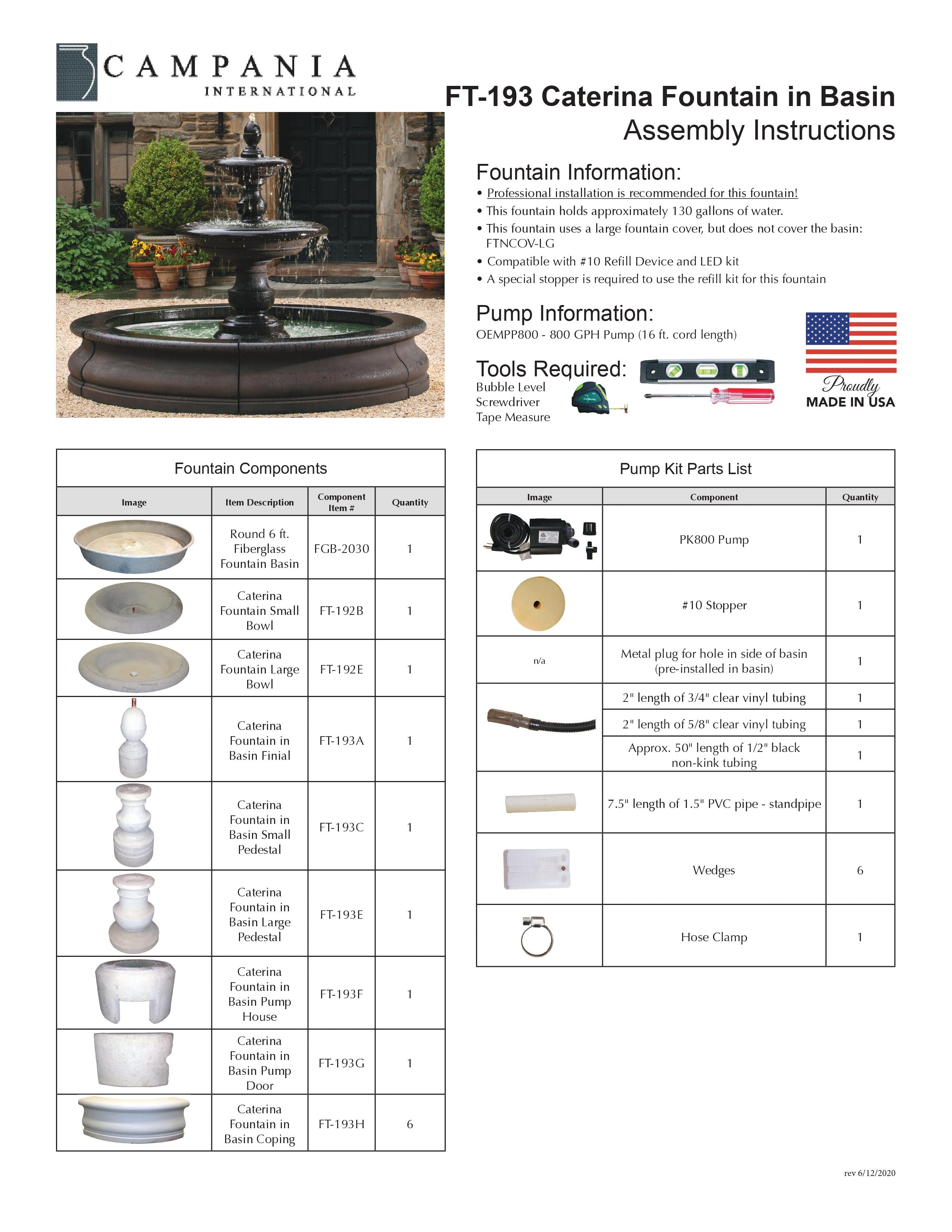 Caterina Outdoor Water Fountain in Basin