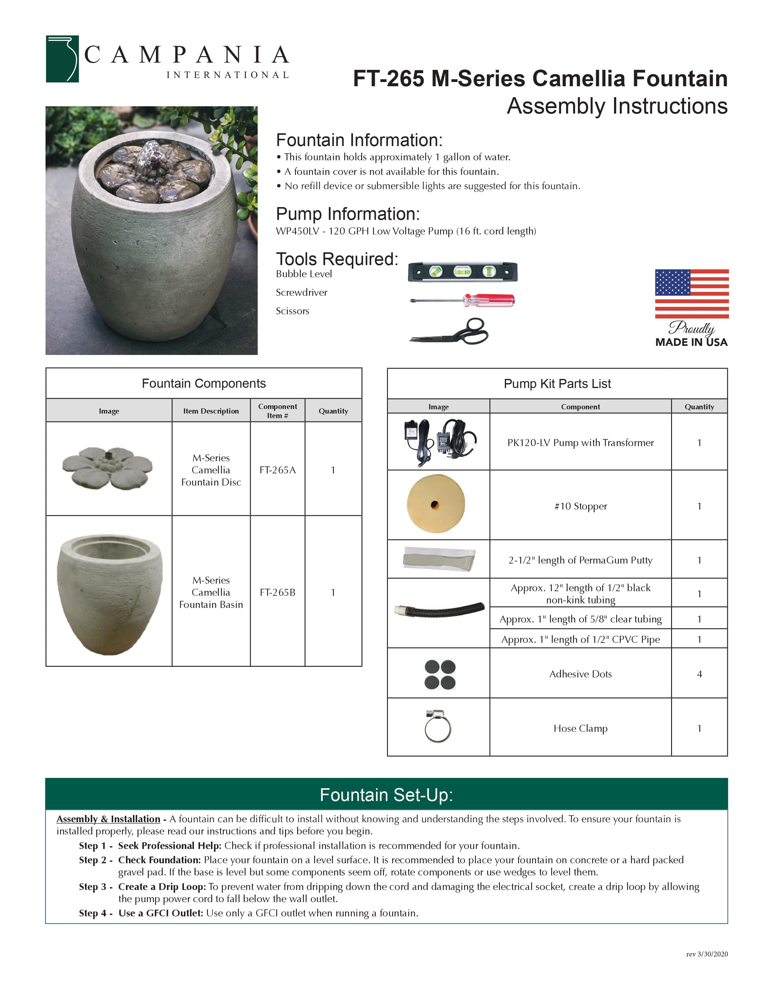 M-Series Camellia Garden Water Fountain