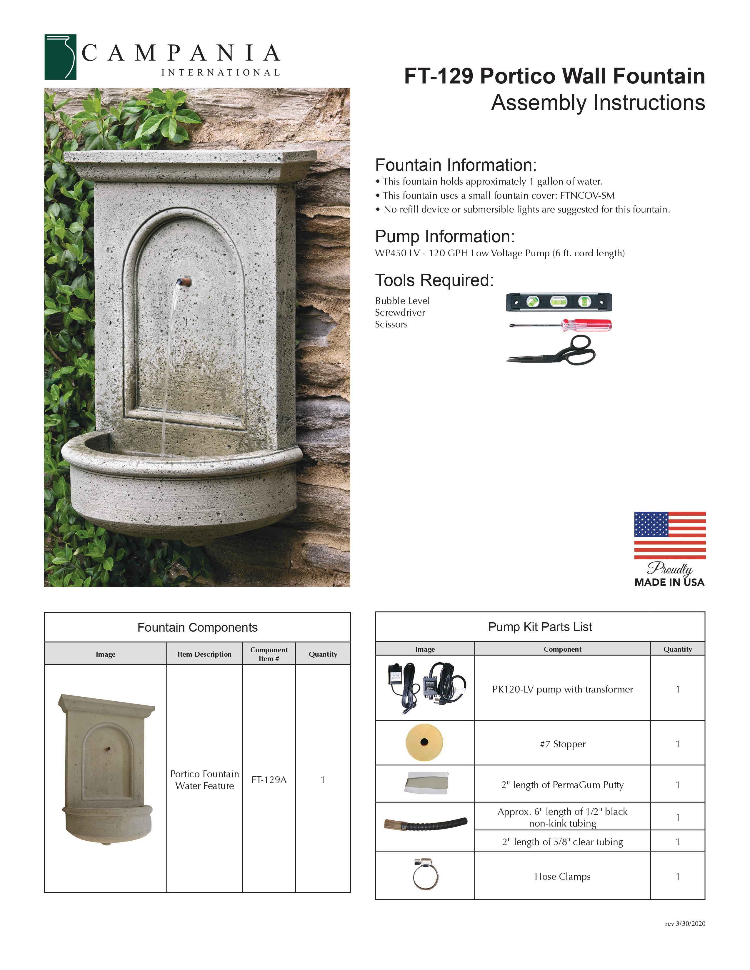 Portico Wall Outdoor Water Fountain