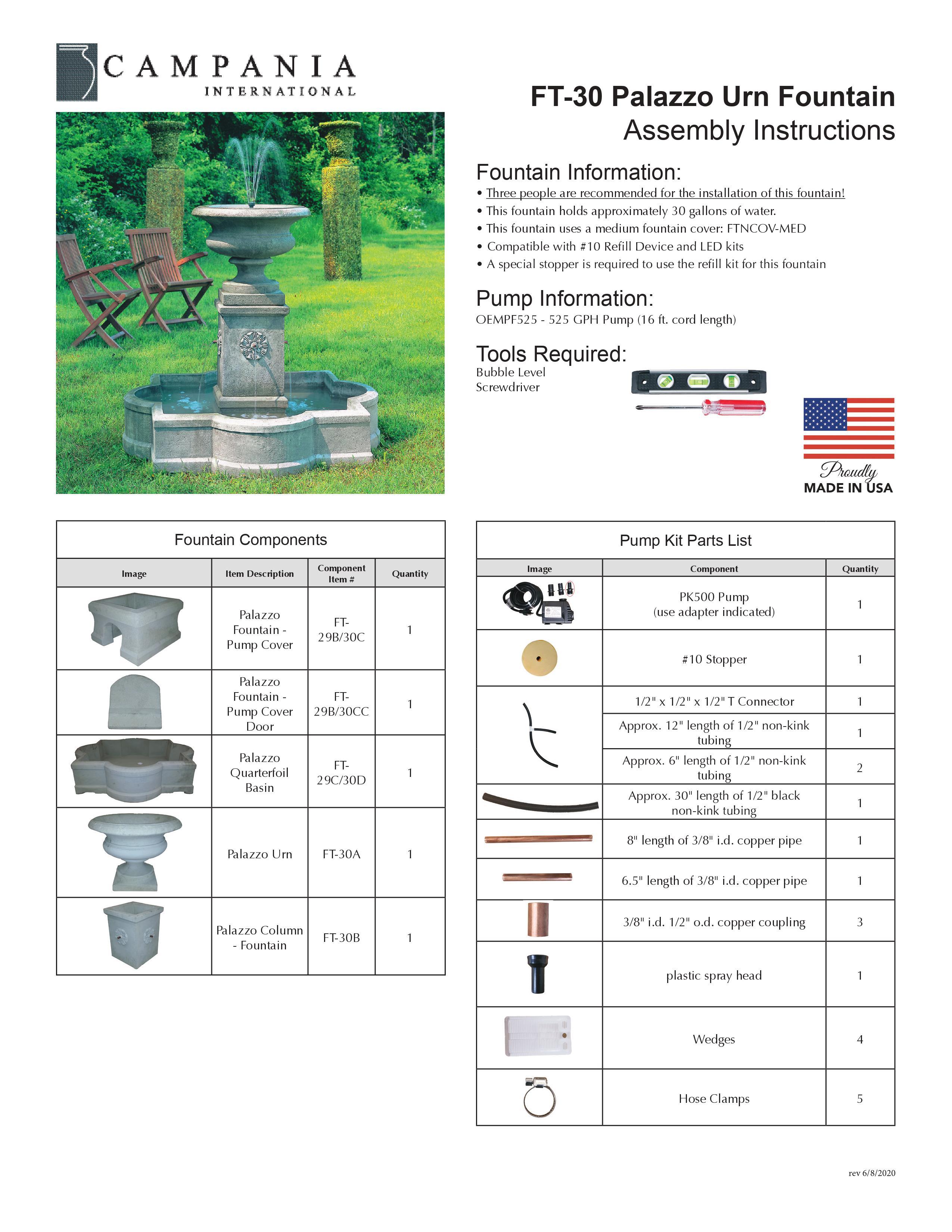 Palazzo Urn Outdoor Water Fountain