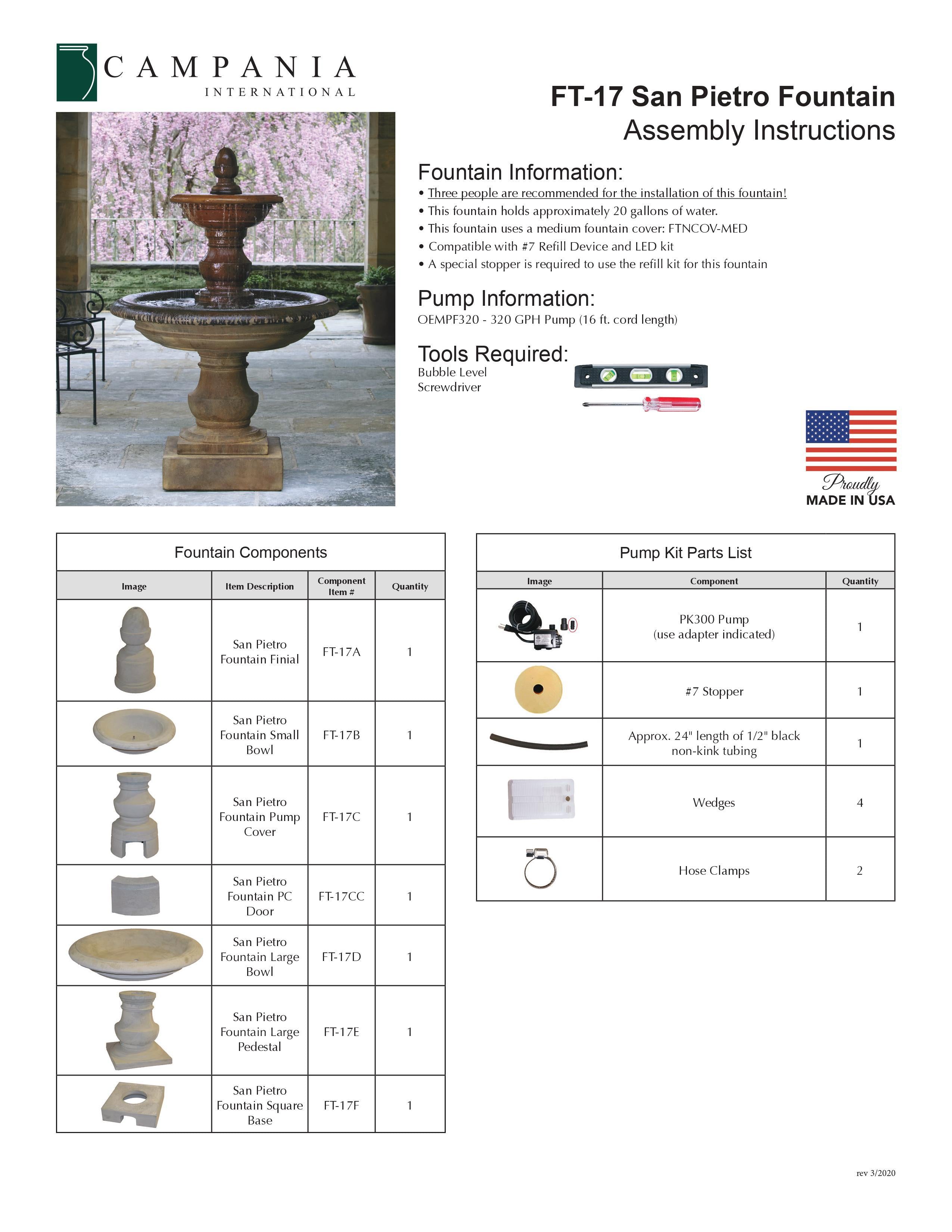 San Pietro Tiered Outdoor Water Fountain