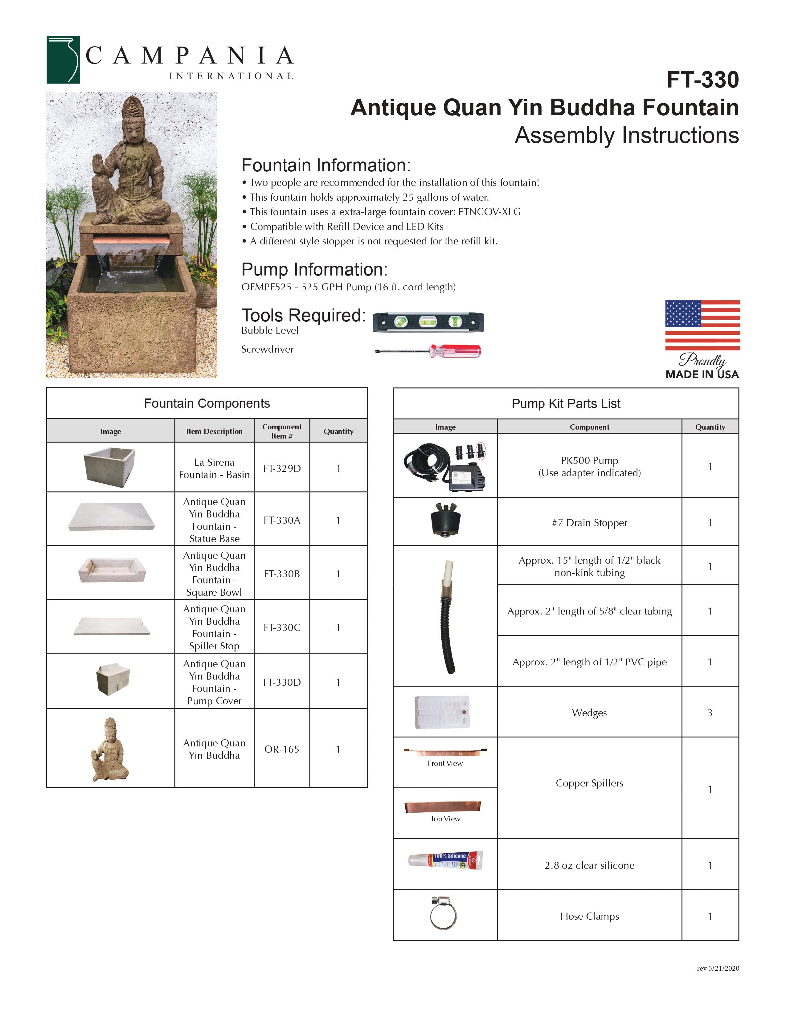Antique Quan Yin Buddha Outdoor Fountain