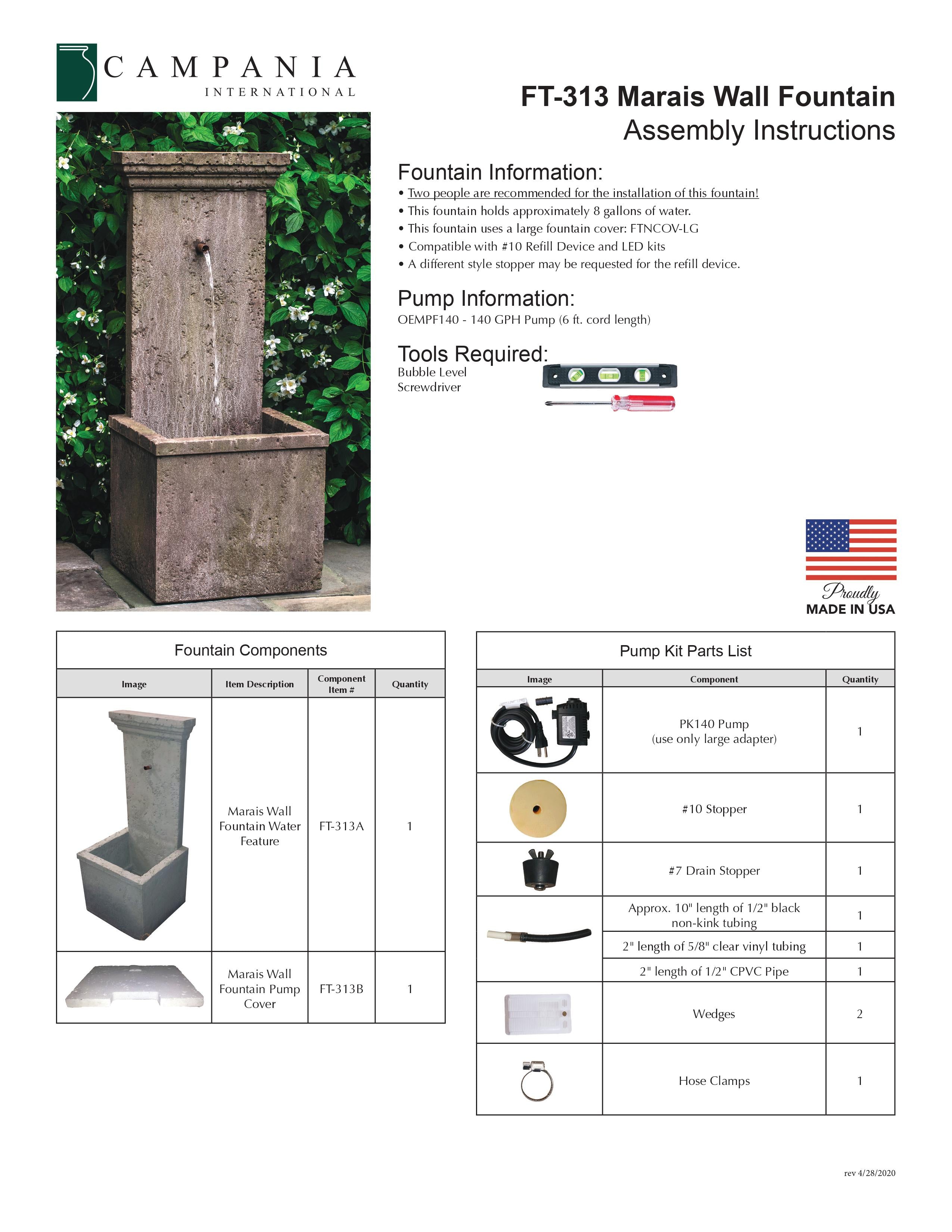 Marais Wall Outdoor Fountain