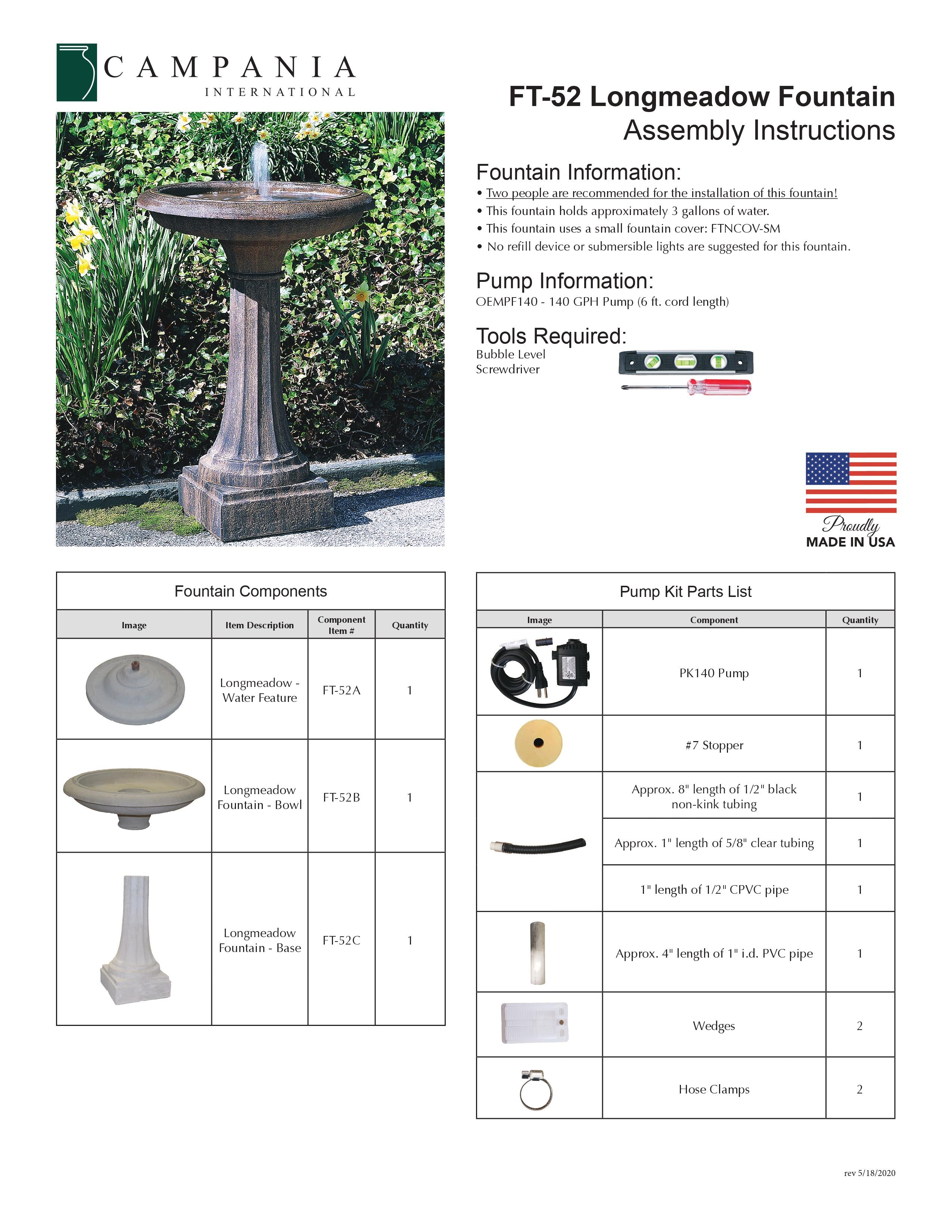Longmeadow Garden Water Fountain