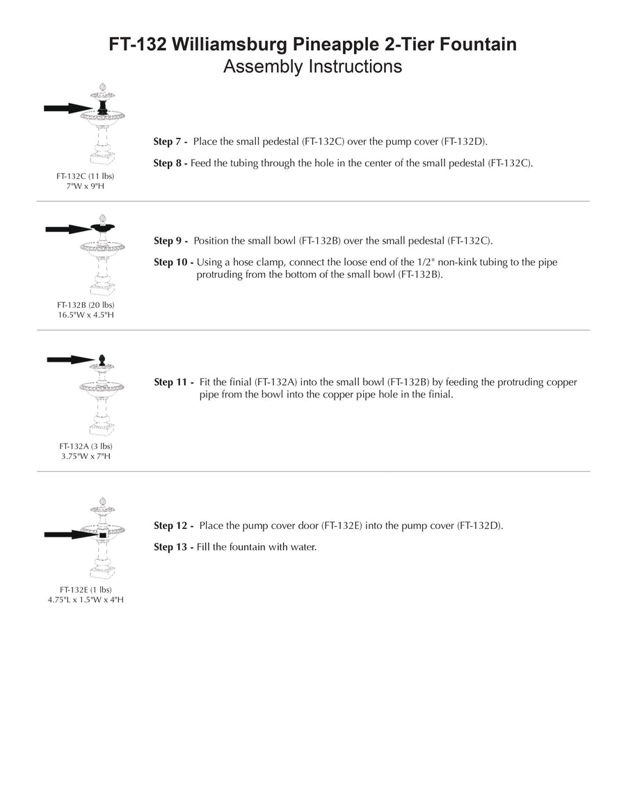 Williamsburg Pineapple 2 Tier Garden Water Fountain