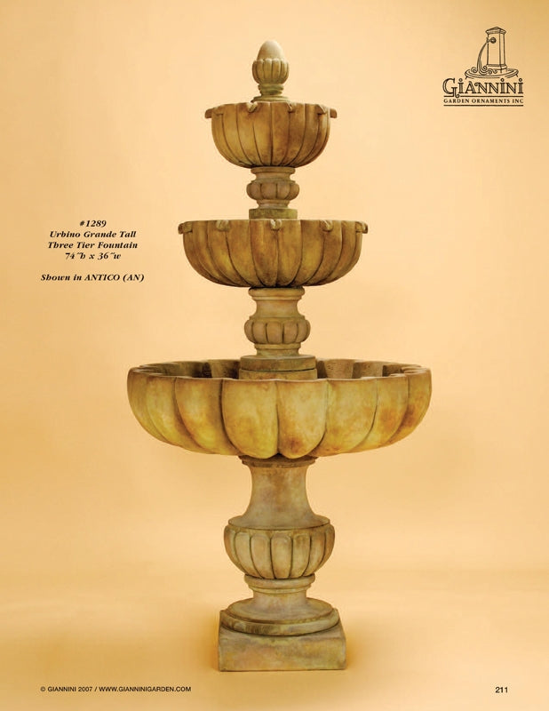 Urbino Grande Tall Three Tier Fountain