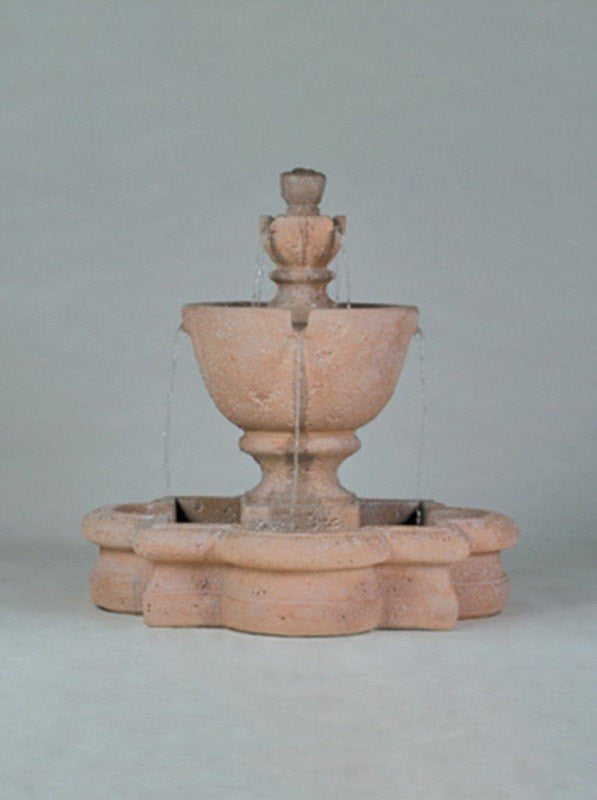 Tuscany Tiered Outdoor Fountain in Quatrefoil Basin