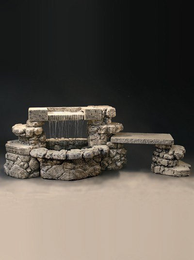 Rainbow Falls Outdoor Water Fountain With Bench