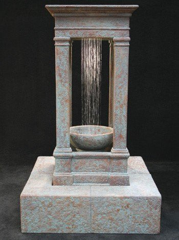 Old World Center Rain Outdoor Water Fountain, Tall with Bowl