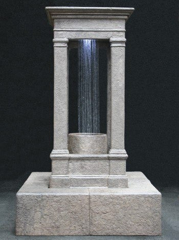 Old World Center Rain Outdoor Water Fountain, Tall with Column