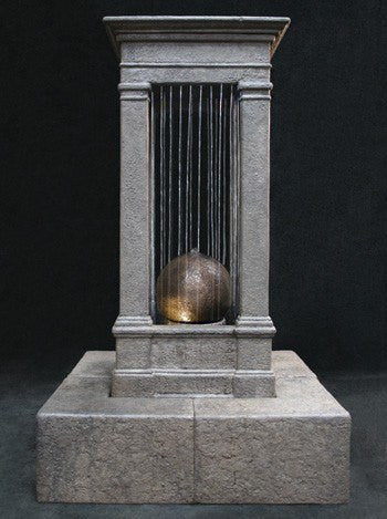 Old World Curtain Rain Outdoor Water Fountain, Tall with Sphere