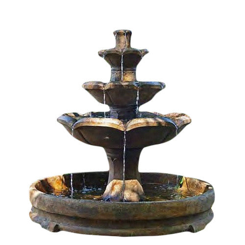 Montreux Three-Tier Fountain in Rondo Pool - Outdoor Fountain Pros