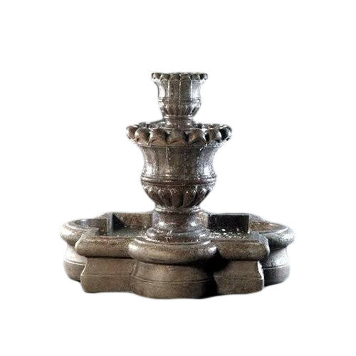 Scallop Urn Outdoor Fountain with Quatrefoil Basin
