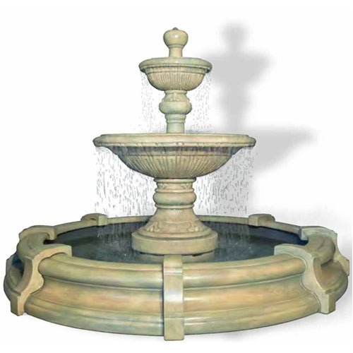 Traviata Two-Tier Fountain in Toscana Pool