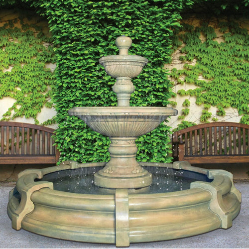 Traviata Two-Tier Fountain in Toscana Pool