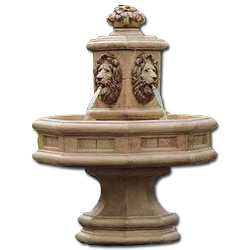 Classic Lion Cast Stone Outdoor Fountain - Outdoor Fountain Pros