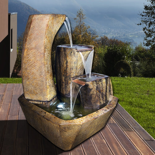 Curving Vessels Fountain - Outdoor Fountain Pros