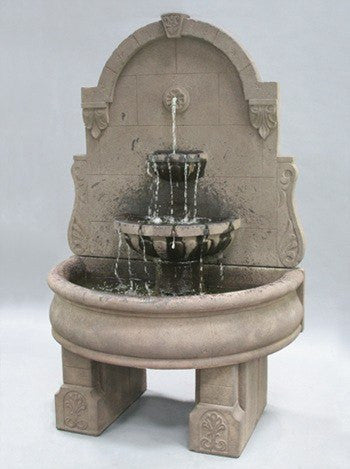 Bavarian Wall Outdoor Fountain With Plain Basin And Pedestals
