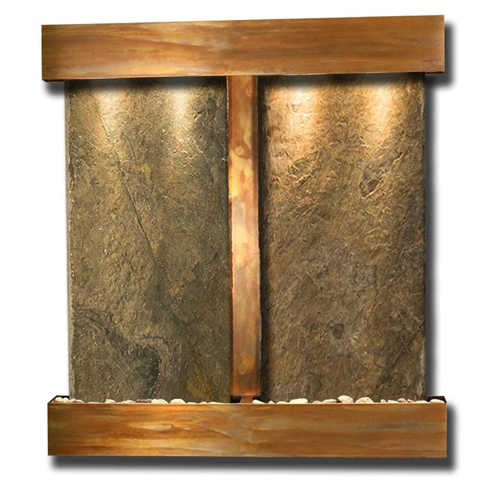     Aspen_Falls_Wall_FountainRustic_Copper_Green_Slate_Square_Frame - Outdoor Fountain Pros