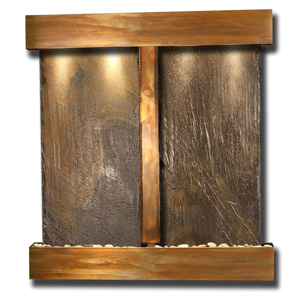 Aspen_Falls_Wall_FountainRustic_Copper_Multi_Color_Slate_Square_Frame - Outdoor Fountain Pros