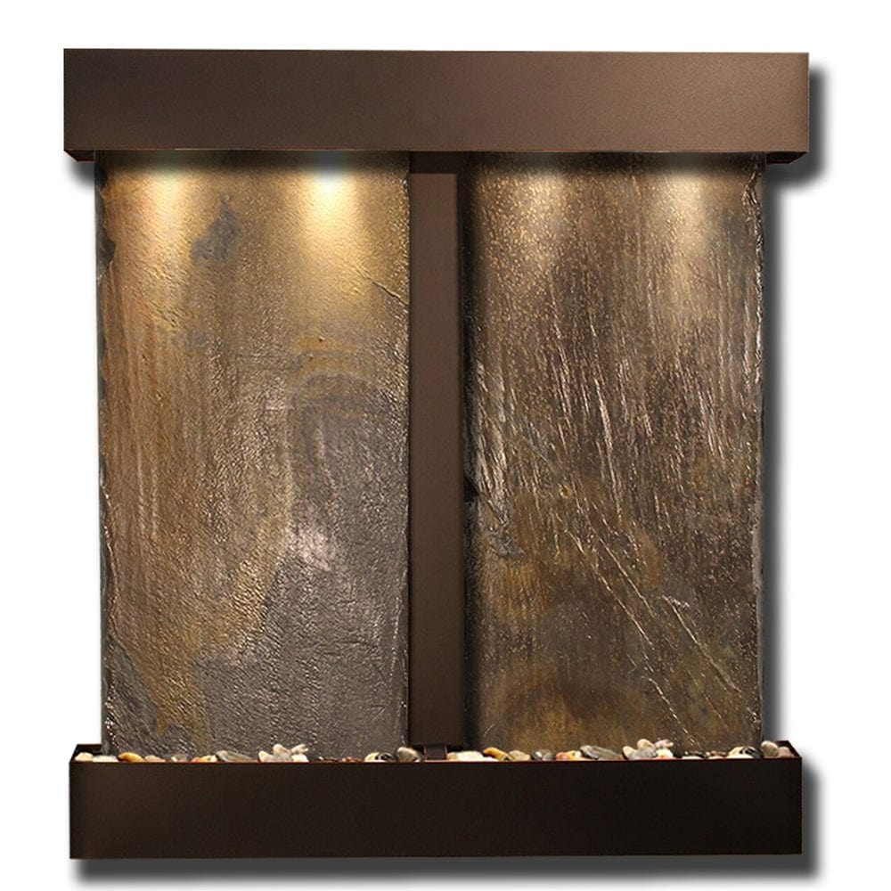 Aspen_Falls_Wall_Fountain_Blackened_Copper_Multi_Color_Slate_Square_Frame - Outdoor Fountain Pros