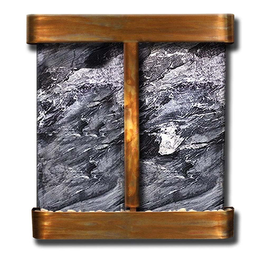 Aspen_Falls_Wall_Fountain_Rustic_Copper_Black_Spider_Marble_Round_Frame - Outdoor Fountain Pros