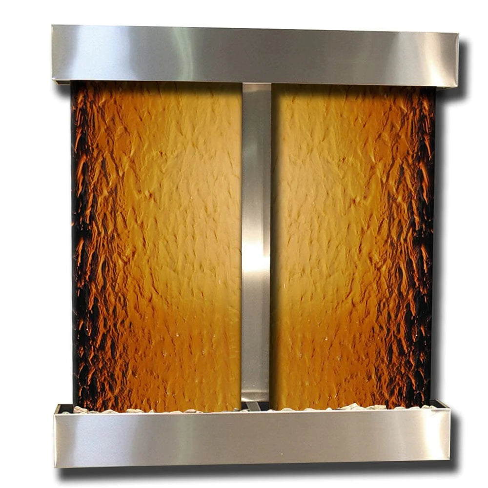 Aspen_Falls_Wall_Fountain_Stainless_Steel_Bronze_Mirror_Square_Corners - Outdoor Fountain Pros