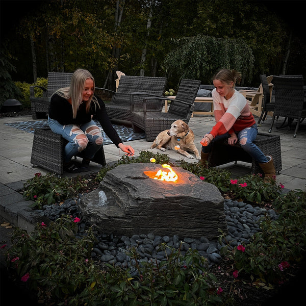 Boulder Outdoor Fire Stone Fountain