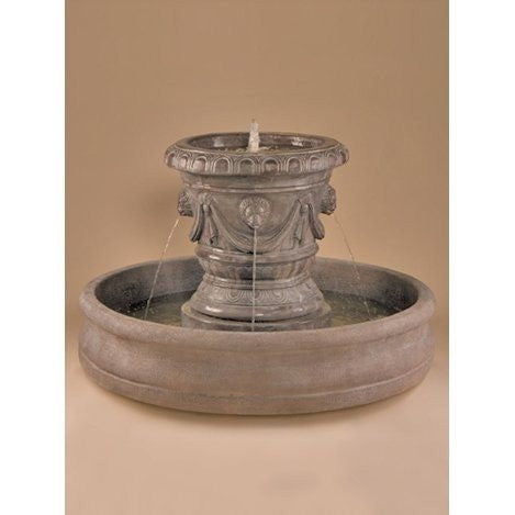 Classico Pot with Lion Heads Outdoor Fountain