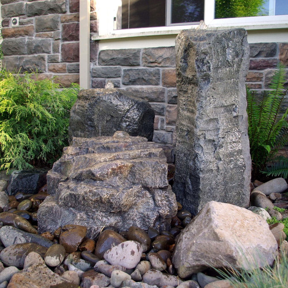 Cascade Mini-Mountain Spring Triple Stone Outdoor Fountain