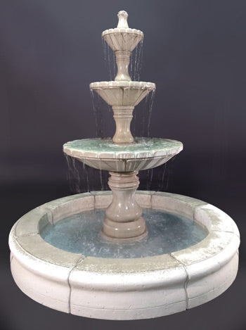 Dijon Tiered Outdoor Fountain with Fiore Pond, Gray