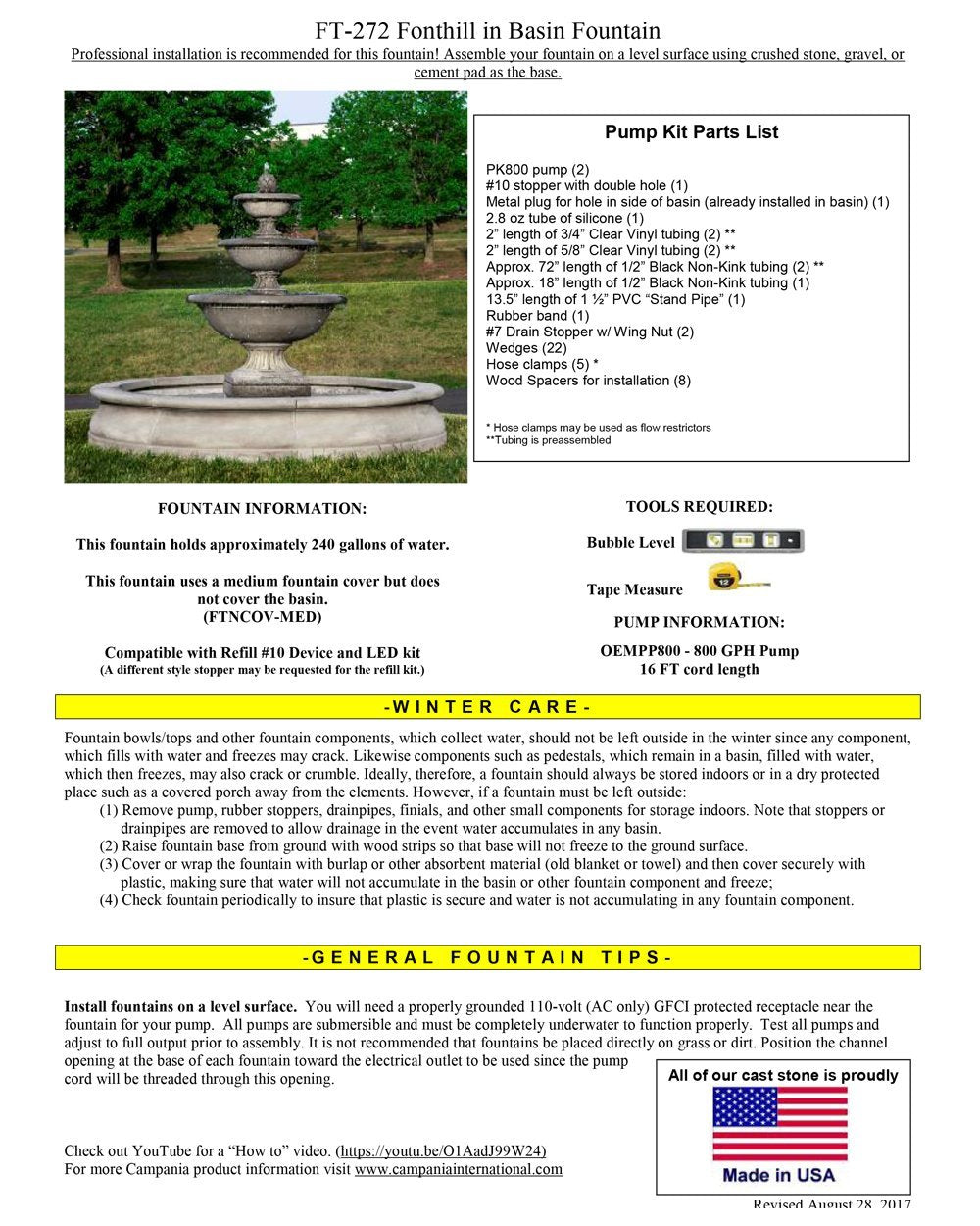 Fonthill Tiered Outdoor Water Fountain With Basin