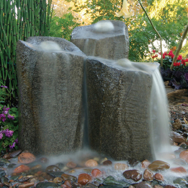Triple Column Outdoor Fountain Rocks