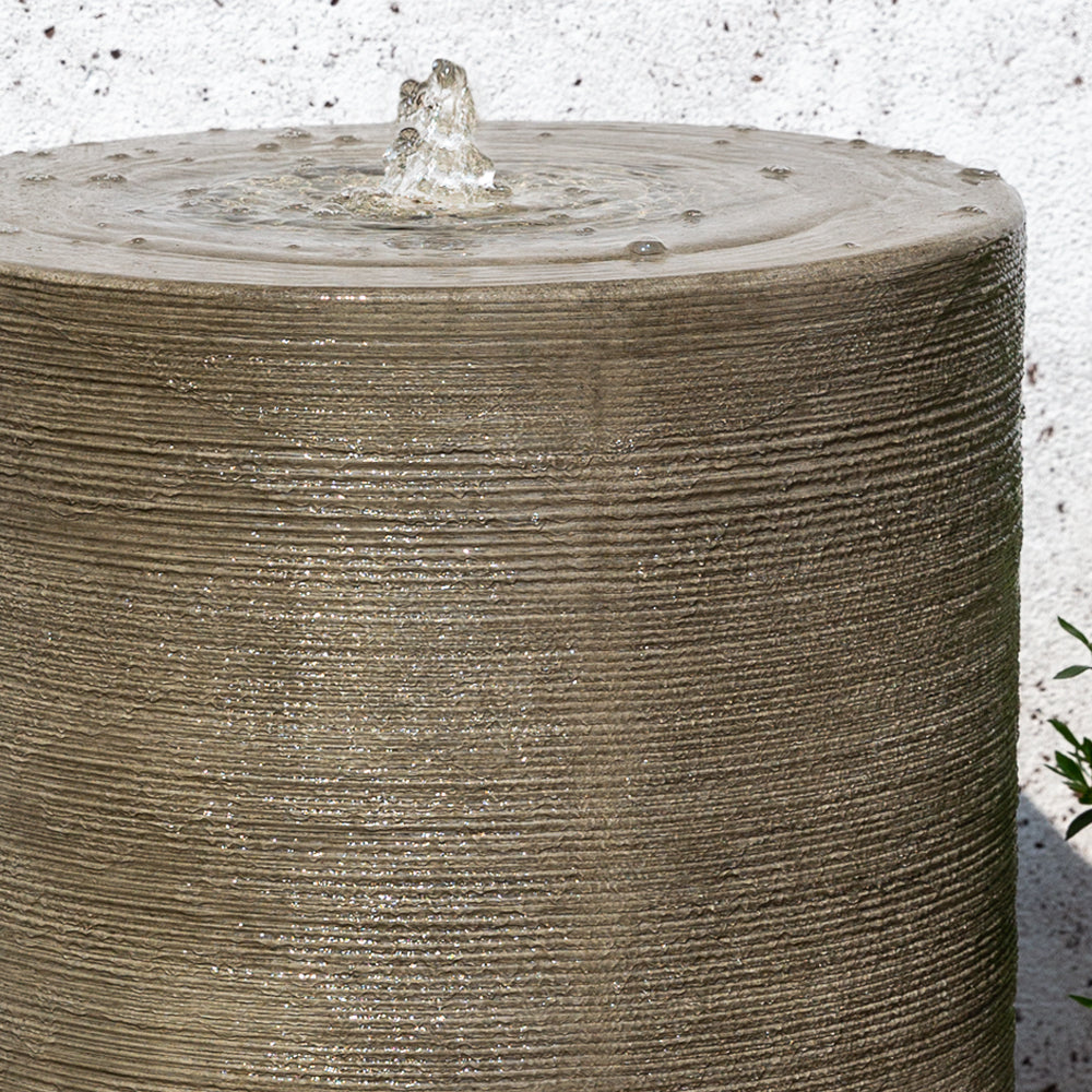 Large Ribbed Cylinder Garden Fountain