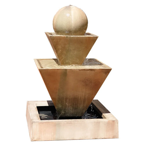 Double Oblique With Ball Outdoor Water Fountain