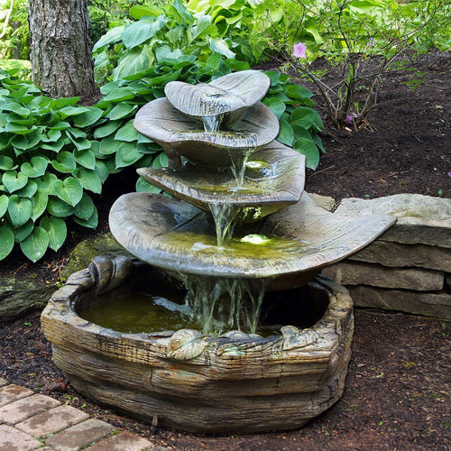Decorative patio wall fountain installation