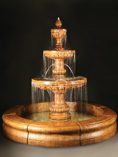 Mediterranean Fountain with Plumbed Spacer and Fiore Pond