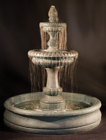 Pioggia Cast Stone Tiered Outdoor Fountain with 55" Basin