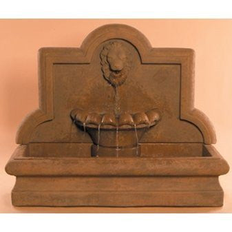 Lion Cast Stone Wall Outdoor Fountain - Large