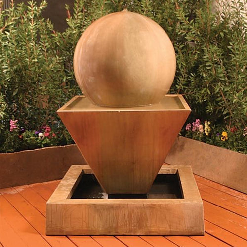 Large Oblique Outdoor Fountain with Ball - Outdoor Fountain Pros