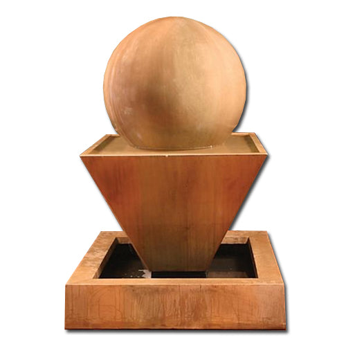Large Oblique Outdoor Fountain with Ball - Outdoor Fountain Pros