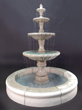 Monaco 4-Tier Fountain with Fiore Pond, Gray